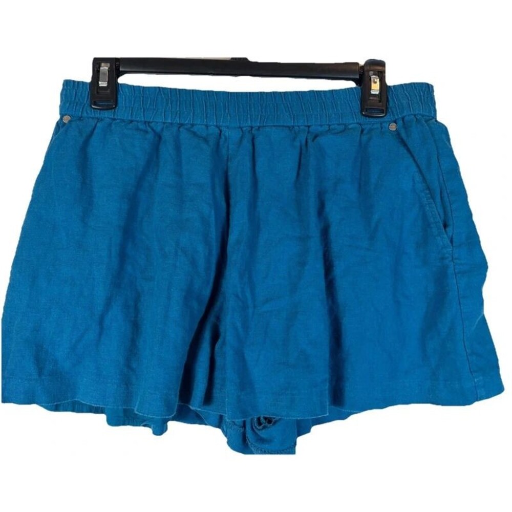 Michael Kors Shorts Paper Bag Hi Rise Linen Blend Blue Women’s Medium Casual